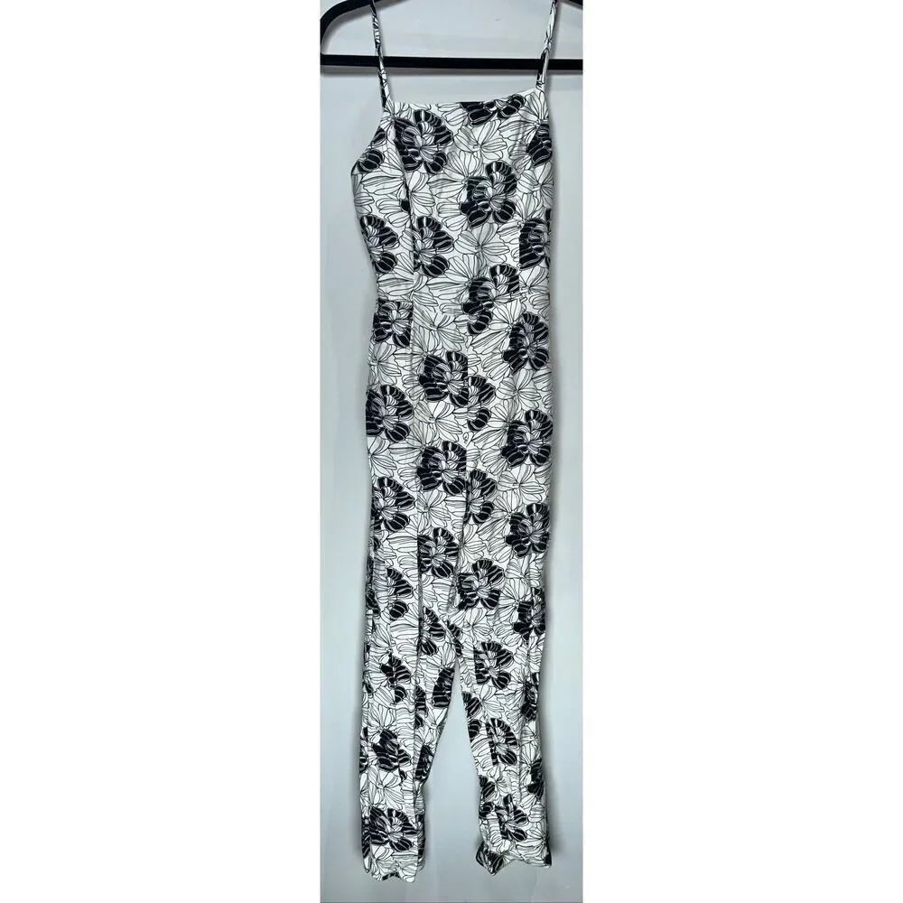 Monteau black and white floral jumpsuit size small